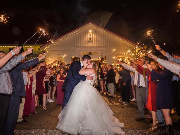 outdoor wedding with lights